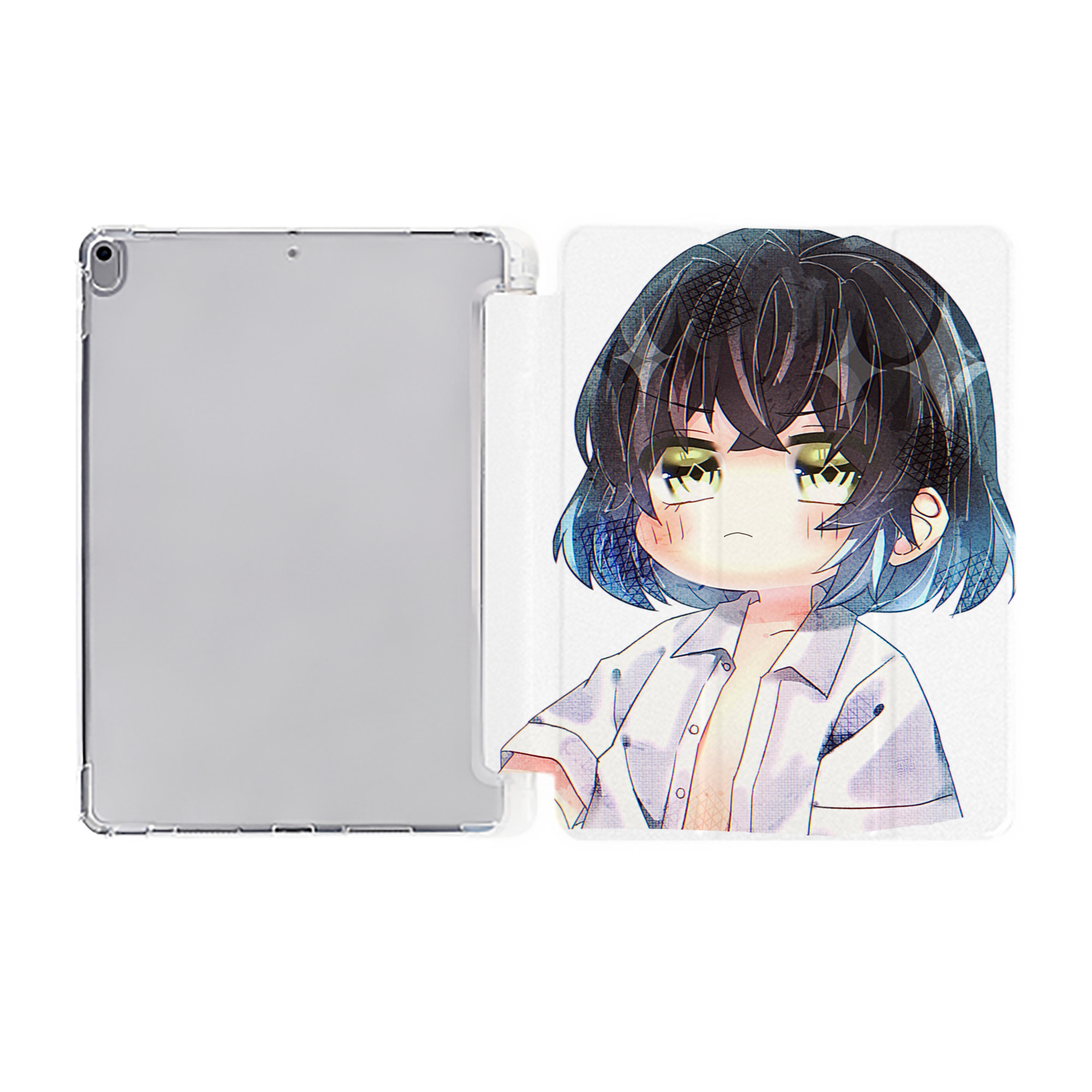 （画像用） 鬼滅の刃（きめつのやいば）嘴平 伊之助／はしびら いのすけ Hashibira Inosuke IPad ケース ペン収納付き 三つ折りスタンド PUレザー×シリコン 対応機種9.5/10.5/10.9インチ